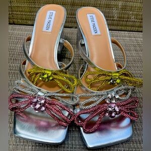 Sreve Madden  Embellished Crystal Clear Heel Sandals sz 11